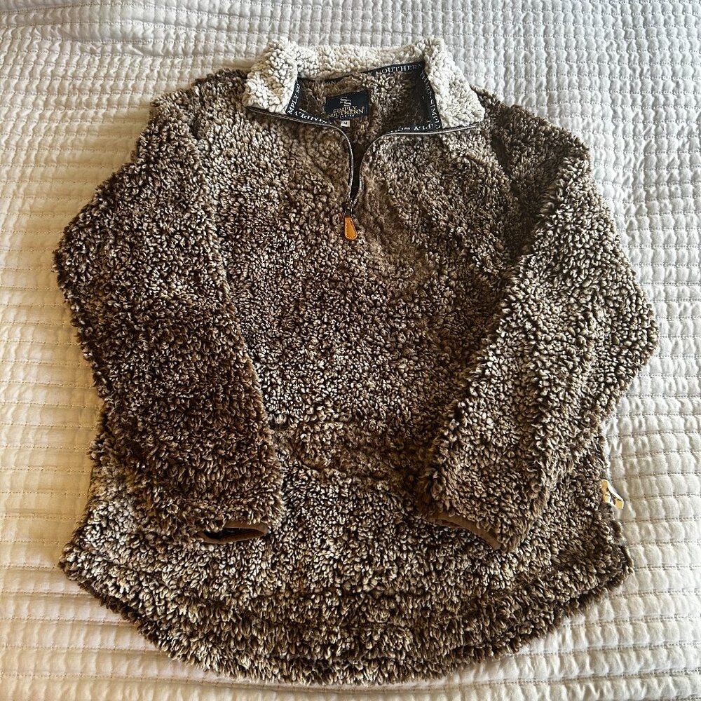 Simply Southern Teddy Bear Sherpa Fleece 1/4 Zip Pullover Sweatshirt Women’s M